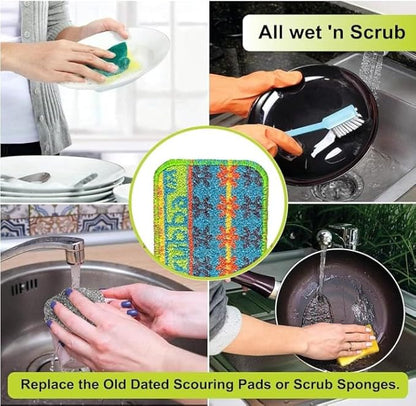 Wet-it! Skrubba 12-Pack Reusable Dish Scrubbers – Non-Scratch Scouring Pads for Kitchen & Household – Eco-Friendly, Dishwasher Safe Scrub Sponges for Dishes, Pots & Pans (Vogue) - Image 3