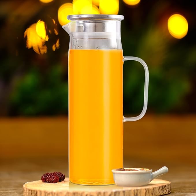 Yirilan Glass Pitcher, 1.5liter Glass Pitcher With Lid, Carafes and Pitchers, Iced Tea Pitcher, Water Carafe With Handle, Heat Resistant Borosilicate Glass Jug, Beverage Pitcher, Tea Jug With Brush - Image 8