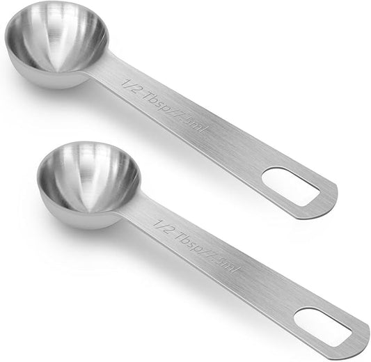 2 PCS 1 1/2 Teaspoon(7.5 mL | 7.5 cc | 1 1/2 Tsp | 1/2 Tablespoon) Stainless Steel Single Measuring Spoon, Easy to Use and Easy to Wash Metal Measuring Spoons Kitchen Gadgets for Cooking & Baking