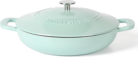 Martha Stewart Gatwick 3.5-Quart Enameled Cast Iron Dutch Oven Braiser – Martha Blue, Durable Nonstick Dutch Oven for Slow Cooking, Braising, and Baking