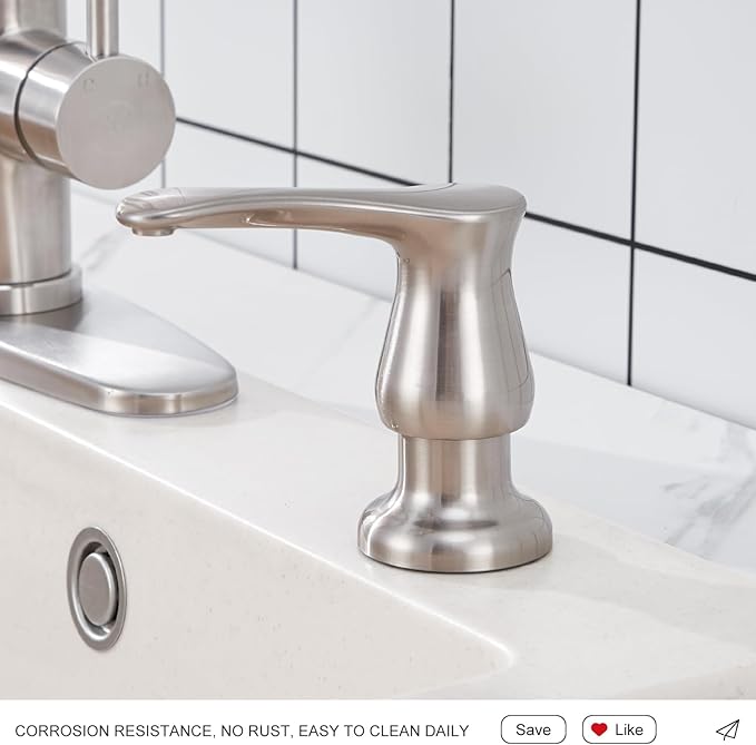GAGALIFE Kitchen Sink Soap Dispenser Brushed Nickel, Under Sink Soap Dispenser with 40" Silicone Extension Tube Kit,Say Goodbye to Frequent Refills - Image 6