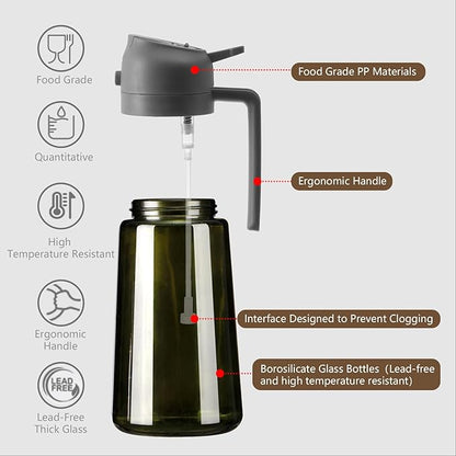 SWEET VIEW 2PCS Olive Oil Dispenser and Oil Sprayer – 16oz/470ml Glass Light-Proof Oil Pourer for Kitchen Air Fryer, Cooking, Salad, and BBQ, with Stickers - Image 5