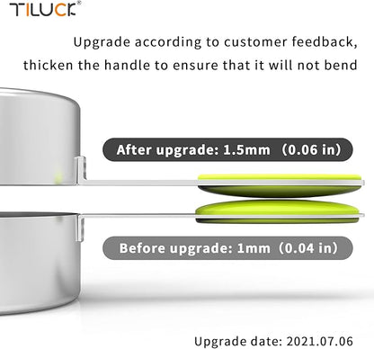 TILUCK magnetic measuring spoons set and measuring cups, stainless steel measuring cups, 6 double-sided stainless steel measuring spoons & 1 leveler (13) - Image 3
