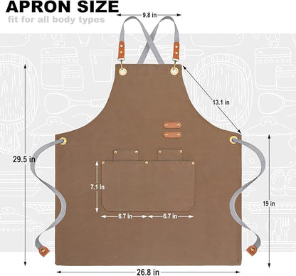 BeLuyi chef apron bib tool apron for man woman cross back straps with 4 pockets for kitchen cooking gardening baking working - Image 2