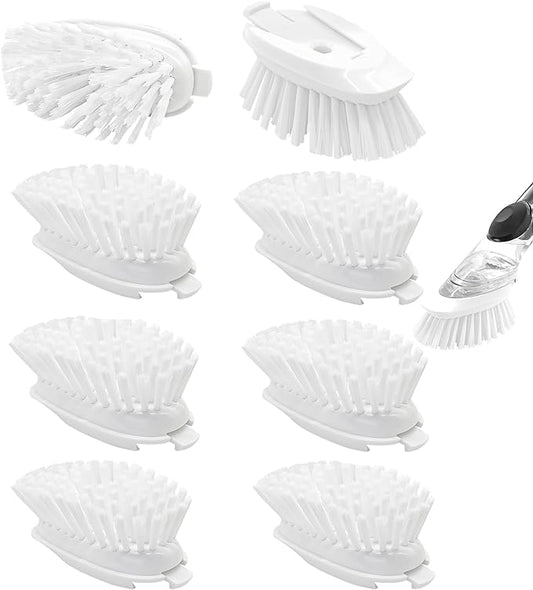 Brush Refills for OXO Dish Brush - 8 Pack Dish Brush Cleaning Soap Dispensing Head Replacement for Scrubber (White) by Shadowgallery