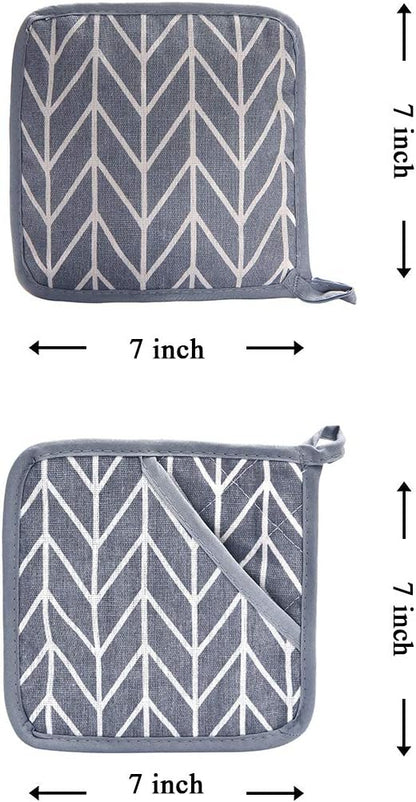 Oven Mitts and Potholders BBQ Gloves-Oven Mitts and Pot Holders with Recycled Infill Silicone Non-Slip Cooking Gloves for Cooking Baking Grilling (4-Piece Set) (Grey-02) - Image 6