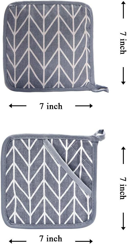 WinChange Oven Mitts and Potholders BBQ Gloves-Oven Mitts and Pot Holders Sets with Recycled Cotton Infill Silicone Non-Slip Cooking Gloves for Cooking Baking Grilling (4-Piece Set,Grey) - Image 5