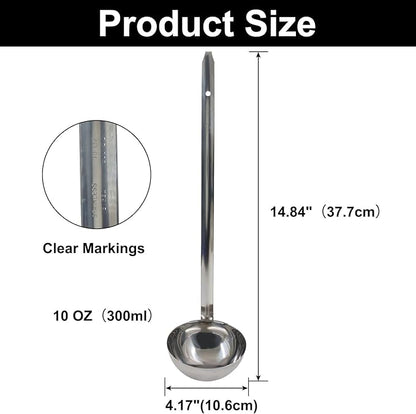 10 Oz Stainless Steel Ladle, 3 Pcs Sturdy Soup Ladle, 15" Long Handle Length for Stirring, Portioning and Serving Soup and Stew in Restaurants and Home (4.17" Bowl Diameter） - Image 2