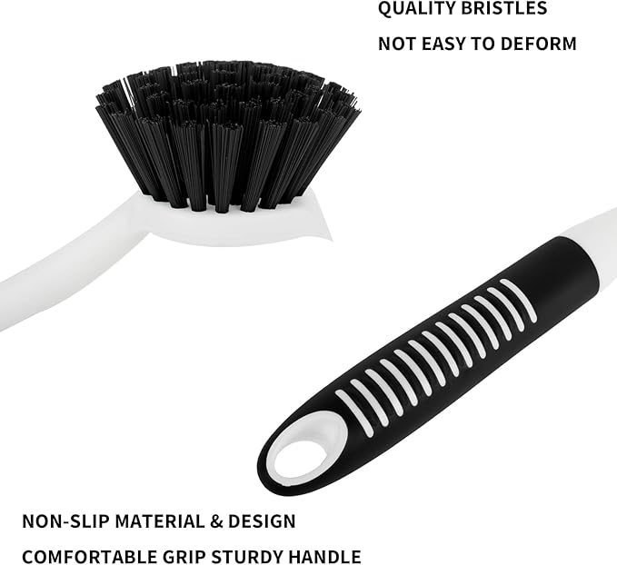 Dish Brush with Handle, 2 Pack Scrub Brushes with Built-in Scraper for Cleaning Kitchen, Pots, Pans and Sink, Scrubber Washing Tools, Black - Image 5