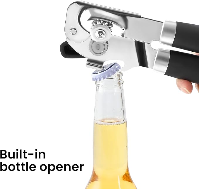 Manual Can Opener with Magnet Lid Lifter,Heavy Duty Handheld Tin Opener and Bottle Opener for Seniors with Smooth Edge Cut,Sharp Cutting Blade, Easy Turn Knob - Image 4