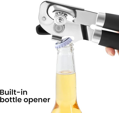 Manual Can Opener with Magnet Lid Lifter,Heavy Duty Handheld Tin Opener and Bottle Opener for Seniors with Smooth Edge Cut,Sharp Cutting Blade, Easy Turn Knob - Image 4