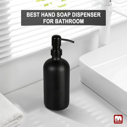 GMISUN Black Soap Dispenser, 1 Pack Matte Black Bathroom Hand Soap Dispensers, 17 Fl Oz Dish Soap Dispenser for Kitchen with Rustproof Stainless Steel Pump, Modern Liquid Dishwashing Dispensers Bottle - Image 5