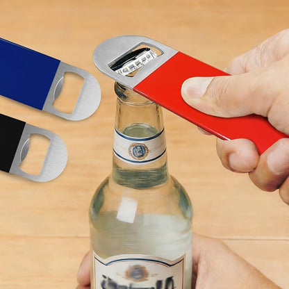 KTOJOY 3 Pack Bottle Openers,Beer Bottle Openers, Speed Openers, Stainless Steel Flat Bottle Opener with Exquisite Packaging, for Kitchen, Bar or Restaurant 7 inches Red, Black, Blue - Image 4