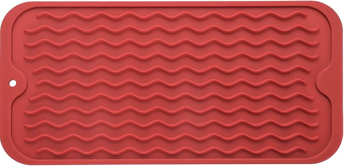 MicoYang Silicone Dish Drying Mat for Multiple Usage,Easy clean,Eco-friendly,Heat-resistant Silicone Mat for Kitchen Counter or Sink,Refrigerator or Drawer Liner Red S 12 inches x 6 inches by MicoYang