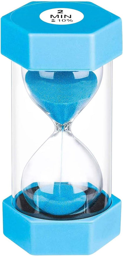 2 Minute Sand Timer, Unbreakable Hexagon Hourglass, Plastic Sand Watch Reloj De Arena 2 Minutos, Colorful Hour Glass Sandglass for Toothbrush Classroom Games Kitchen (Blue)