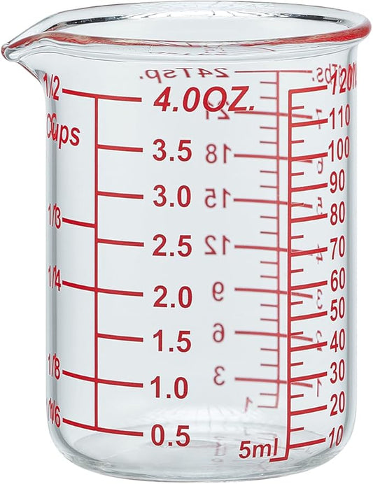 120 ML/4OZ High Borosilicate Glass Measuring Cup-V-Shaped Spout,Glass Measuring Beaker for Kitchen or Restaurant, Easy to Read(SINGLE) by AckersBORO33
