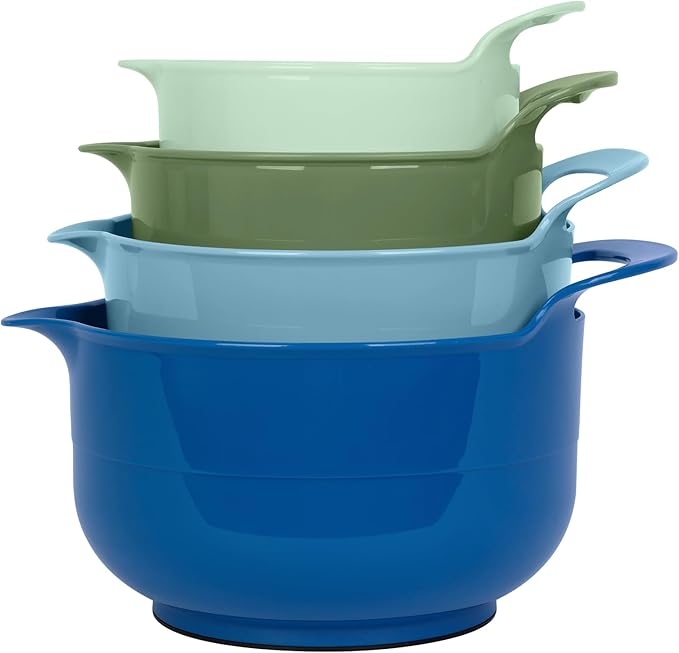 BoxedHome 4 Pack Nesting Mixing Bowl with Pour Spout and Handle, BPA free Microwave & Dishwasher Safe(Green/Blue, 4 Pack with Handle) - Image 7