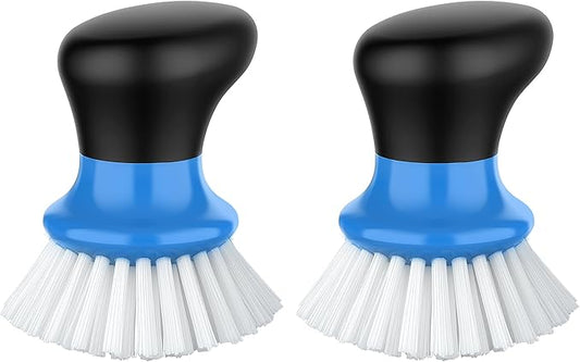 MR.SIGA Dish Scrub Brush, Palm Brush Dish Scrubber with Ergonomic Grip, Kitchen Brushes for Dishes, Blue, Pack of 2 by MRSIGA