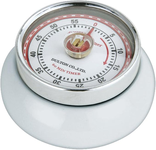 Zassenhaus Magnetic Retro Kitchen Timer, Classic Mechanical Cooking Timer (White) by Zassenhaus