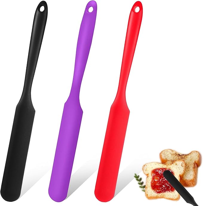 Silicone Jar Spatula, 3Pcs Spatulas Kitchen Set, Heat Resistant Jam Spreader for Baking Mixing Cake Cream Butter Scraper by Unknown