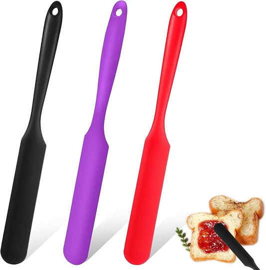 Silicone Jar Spatula, 3Pcs Spatulas Kitchen Set, Heat Resistant Jam Spreader for Baking Mixing Cake Cream Butter Scraper by Unknown