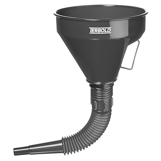 Automotive Flex Funnel with Hose | Wide Mouth Flexible Oil Funnel for Automotive Use - Gas, Transmission Fluid, Car Fuel, Oil Change (Grey) by Terbold