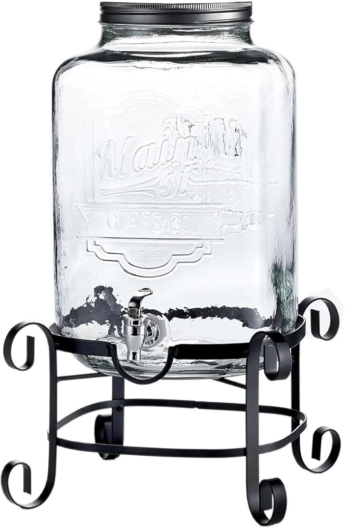 Style Setter Beverage Dispenser Cold Drink Dispenser w/ 3-Gallon Capacity Glass Jug, Metal Stand & Leak-Proof Acrylic Spigot Great for Parties, Weddings & More - Image 2