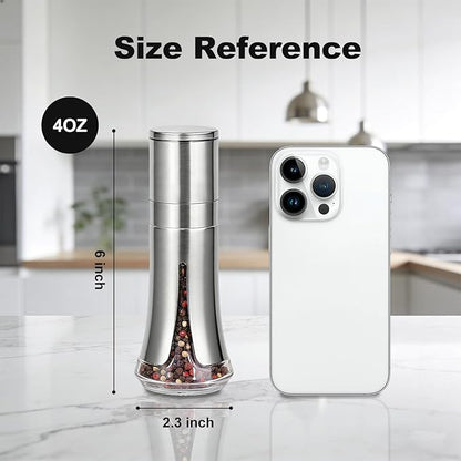 Aelga Pepper Grinder with Silicone Funnel - 4oz Glass Manual Mills with Adjustable Ceramic Core & Stainless Steel Sleeve, Refillable Kitchen Gadget - Image 4
