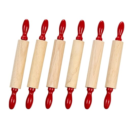 Colorations Natural Wood Rolling Pins, Set of 6, for Kids, Arts & Crafts, 7 Inches x 1 Inch (d), Class Pack, Party Pack, Dough, Clay, Sculpting, 6RP by Colorations