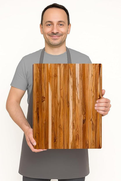 Teakhaus Carving Board and Cutting Board Oil Set - Includes Large (L) Wood Cutting Board with Grip Handles and EON Food Grade Mineral Oil - Knife-Friendly - FSC Certified - Image 6