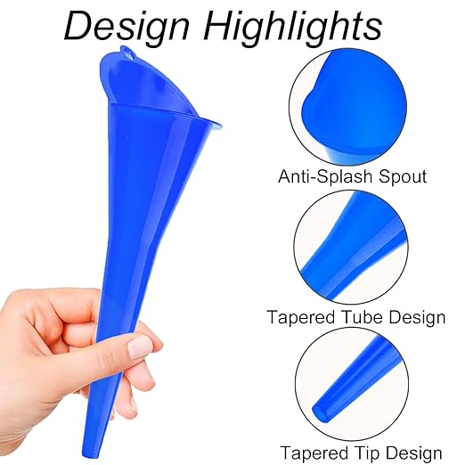 3-Pack Long-Neck Oil Funnels, 11" Multi-Purpose Funnels for Automotive & Motorcycle Use – Reusable Funnel for Oil, Gas & Transmission Fluid (Blue&Black)