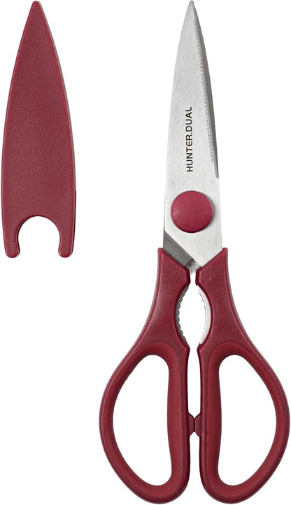 Kitchen Scissors for Food, HUNTER.DUAL Heavy Duty Come Apart Poultry Shears for Cooking, All Purpose for Cutting Chicken, Meat, Fish & Vegetables (Red, 8.35 Inch) by HUNTERDUAL