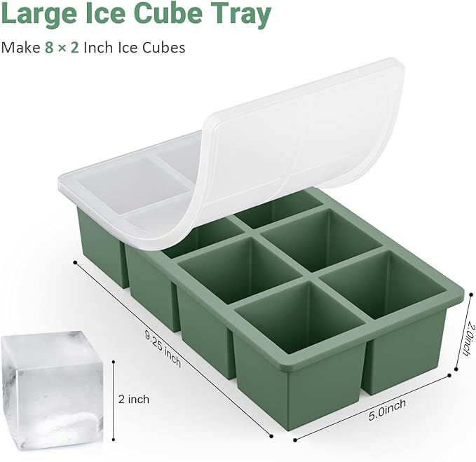 Large Ice Cube Trays for Whiskey: GGOW Big Silicone Ice Cube Trays - Huge Square Ice Cubed Tray for Whisky and Cocktail - Image 5