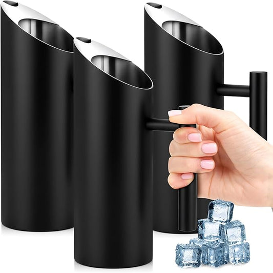 Funnymoom 3 Pack 35oz/1.0l Stainless Steel Water Pitcher Modern Metal Pitcher with Ice Guard Black Carafe Drink with Handle or Iced Hot Drink Tea Juice Coffee Beer by Funnymoom