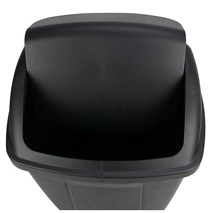 13-Gallon Black Plastic Kitchen Trash Can with Swing Top Lid - Image 4