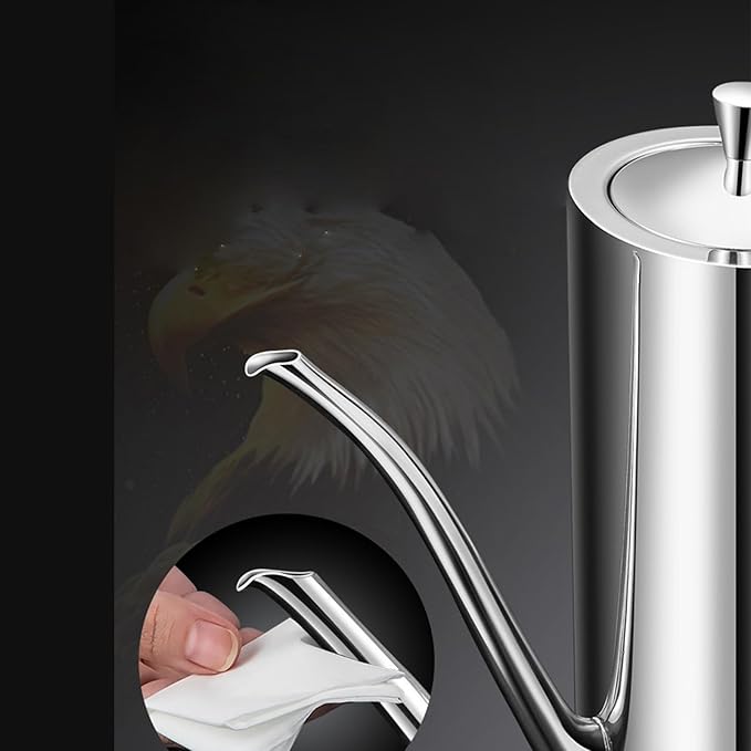 KSENDALO Stainless Steel Olive Oil Dispenser - 24oz/700mL Leakproof Oil Bottle, Premium One-Piece Design with Long Narrow Spout, Vertical Handle Kitchen Cruet for Precision Pouring - Image 6