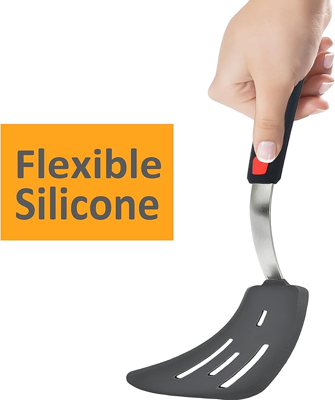 Set of 3, Silicone Spatula Turner,600°F Heat Resistant Cooking Spatulas for Nonstick Cookware, Large Kitchen Utensils BPA Free Rubber Spatula Set for Egg, Pancake, Fish, Burger - Image 2
