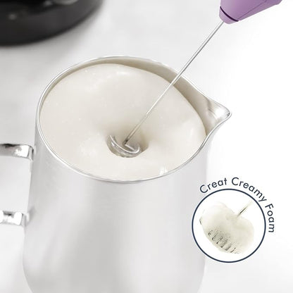 Powerful Milk Frother Handheld Foam Maker, Mini Whisk Drink Mixer for Coffee, Cappuccino, Latte, Matcha, Hot Chocolate, No Stand, Light Purple - Image 2