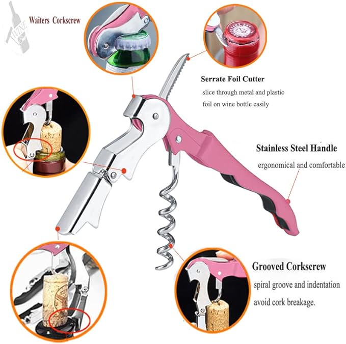 Professional Waiter Corkscrew Wine Openers Set(2PCS), Heavy Duty Stainless Steel Hinges Wine Key for Restaurant Waiters, Sommelier, Bartenders - Image 2