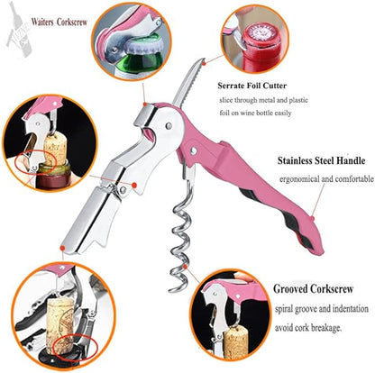 Professional Waiter Corkscrew Wine Openers Set(2PCS), Heavy Duty Stainless Steel Hinges Wine Key for Restaurant Waiters, Sommelier, Bartenders - Image 2