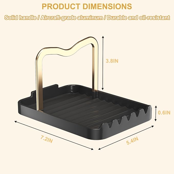Stainless Steel Pot Lid Holder-Kitchen Organizer & Utensil Storage Rack with Detachable Drain Tray, Non-Slip Anti-Rust Countertop Space Saver for Spoons, Spatulas,Ladles,Tongs (Black Gold) - Image 5