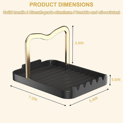 Stainless Steel Pot Lid Holder-Kitchen Organizer & Utensil Storage Rack with Detachable Drain Tray, Non-Slip Anti-Rust Countertop Space Saver for Spoons, Spatulas,Ladles,Tongs (Black Gold) - Image 5