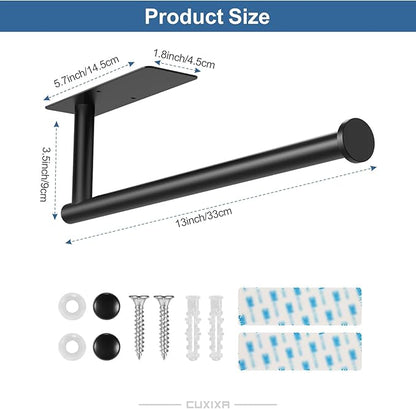 CUXIXA Paper Towel Holder Under Cabinet 2 Pack, Under Counter Paper Towel Holder Wall Mount with Self Adhesive and Screws for Kitchen, Bathroom, RV(Stainless Steel, Black) - Image 6