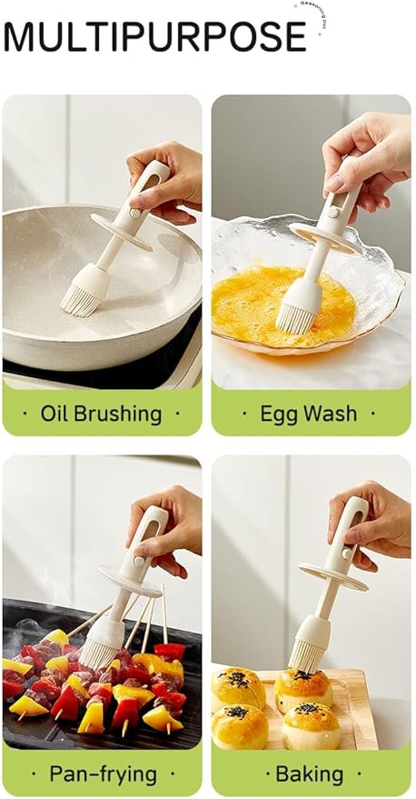 2-in-1 Glass Olive Oil Dispenser with Retractable Silicone Brush – Leakproof Oil Bottle for Cooking, Grilling, Baking & Kitchen Use (White/Green/Yellow) (GREEN)