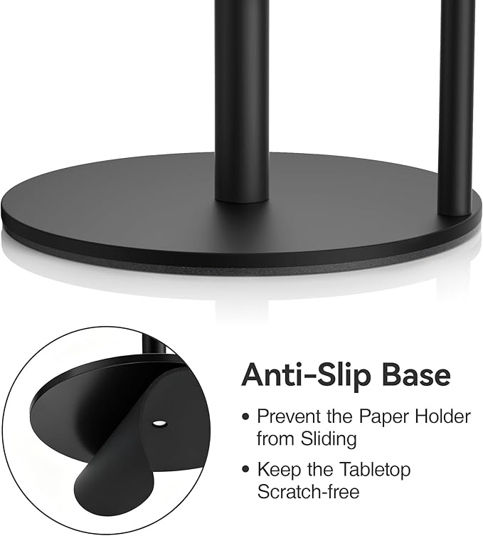 Paper Towel Holder Countertop, Stainless Steel, Black, for Kitchen, Pantry, RV - Image 4