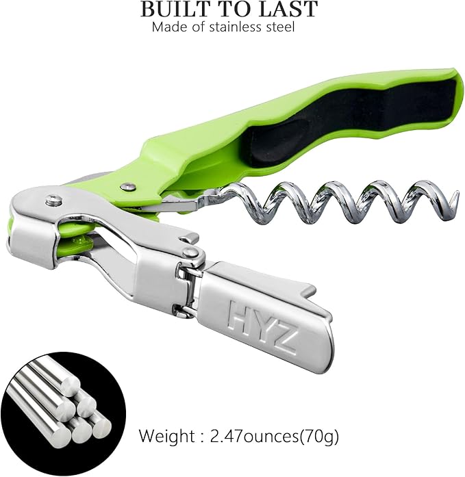 HYZ 2-Pack Wine Opener Waiter Corkscrew, Professional Wine Key for Servers, Bartender with Foil Cutter, Manual Wine Bottle Opener Double Hinged (Cyan) - Image 3