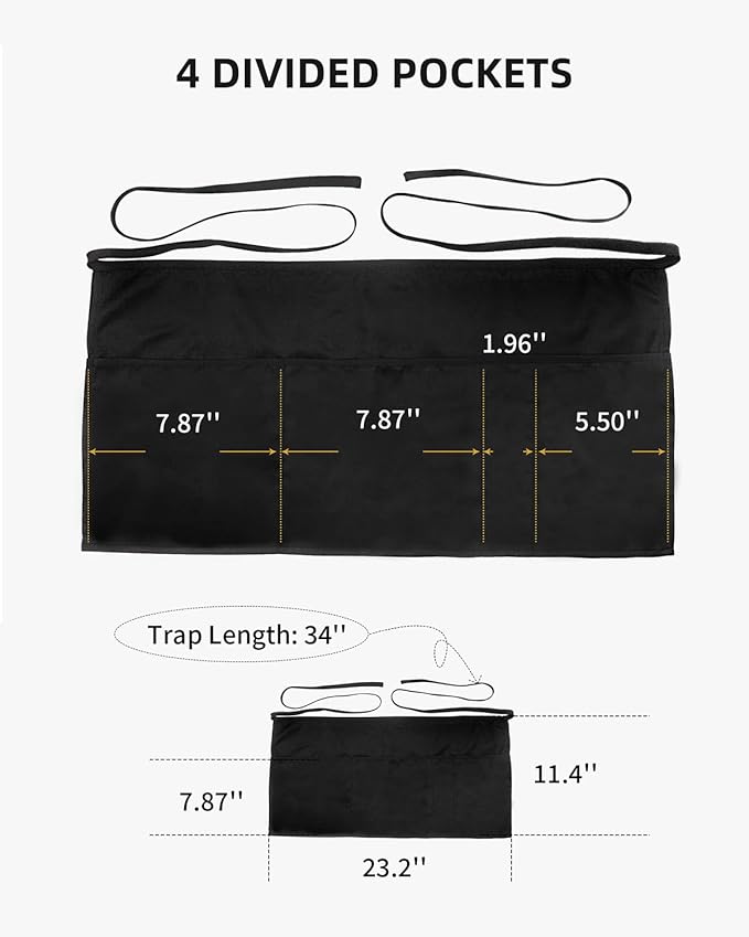 Xeoxarel Aprons with 4 Pockets (Available in 3 Pack / 7 Pack) 23.5'' X 11.5'' - Image 5