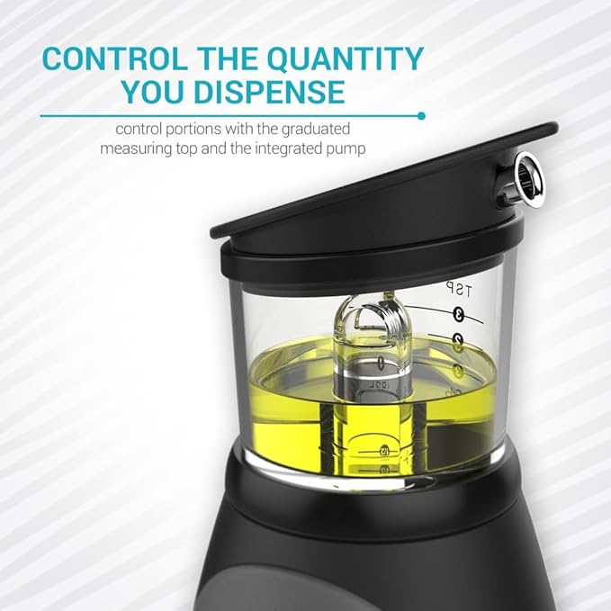 Belwares Olive Oil Dispenser Bottle with Pump - Oil Dispenser for Kitchen, Glass Oil and Vinegar Dispenser Set, Measured Cruet for Cooking - Ideal Oil Bottles for Kitchen Gadgets & Gifts, 2 Pack - Image 2