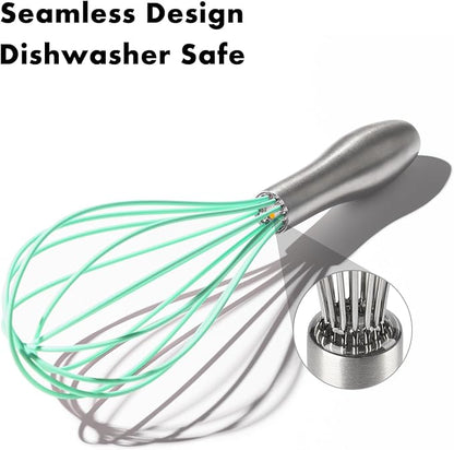 OYV 10-Inch Teal Silicone Whisk, Heat Resistant 480°F Kitchen Whisk with Stainless Steel Ergonomic Handle, Non-Scratch for Nonstick Cookware, Dishwasher Safe, Perfect for Blending, Cooking & Beating - Image 4