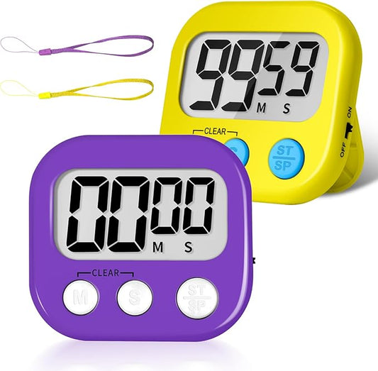 ZILLEEN Classroom Timer for Kids Teachers 2 Pack Digital Timers, Purple & Yellow by ZILLEEN